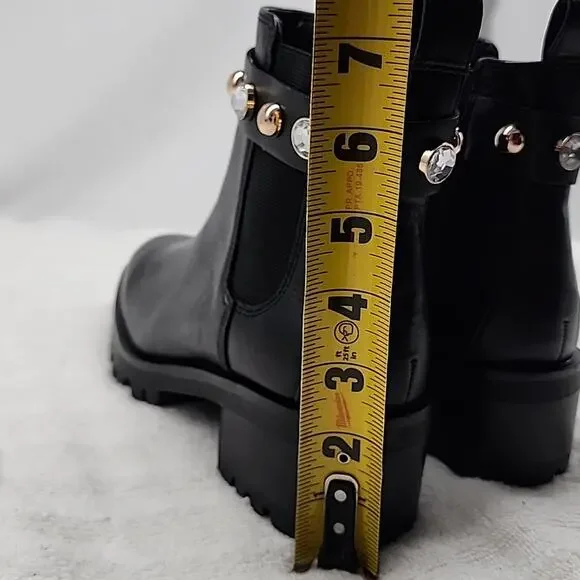 🐉KARL LAGERFELD🐉PORSHAY🐉PARIS BLACK LEATHER CHUNKY LUG SOLE LADIES 6.5 NWOB